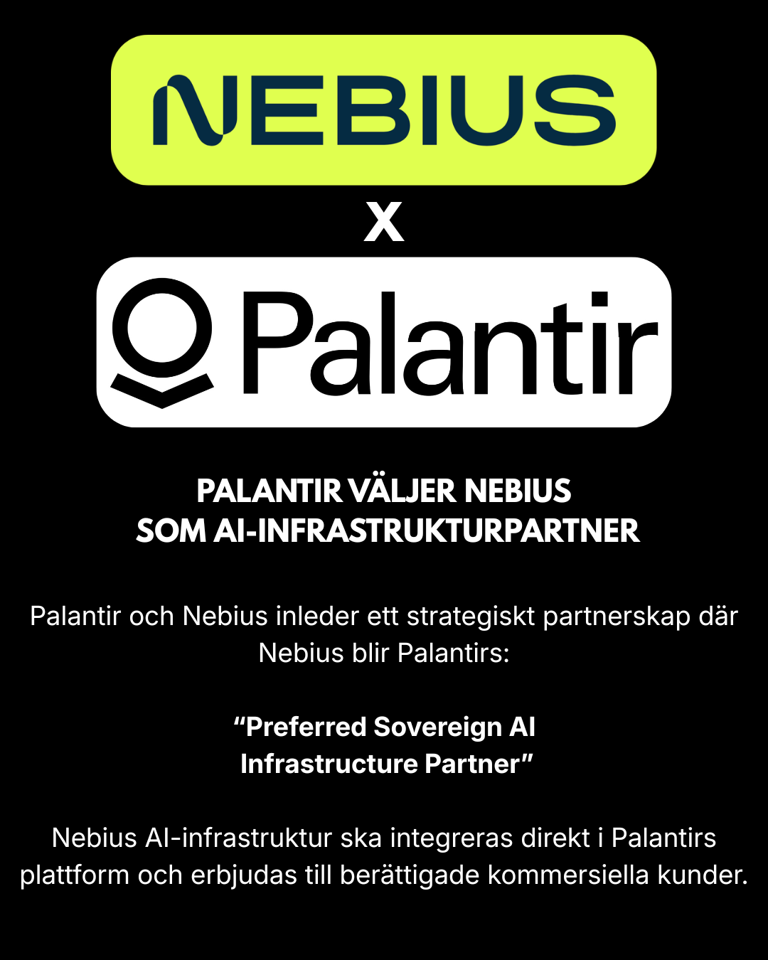 Palantir och Nebius i partnerskapet för Sovereign AI